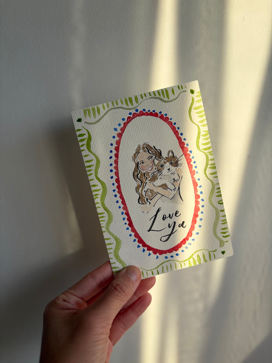 Personalised watercolour portrait greeting card | Valentine's Day | Engagement | Anniversary