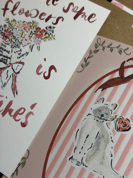 Cat with Rose Valentine's Day card | Galentine's