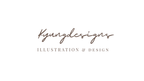 Logo for Kyungdesigns with text 'Illustration & Design' on a white background