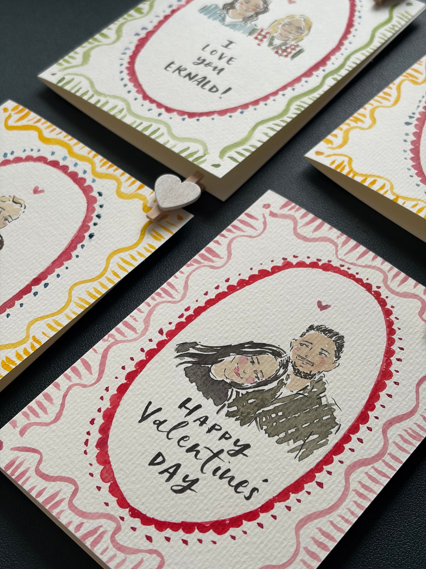 Personalised watercolour portrait greeting card | Valentine's Day | Engagement | Anniversary