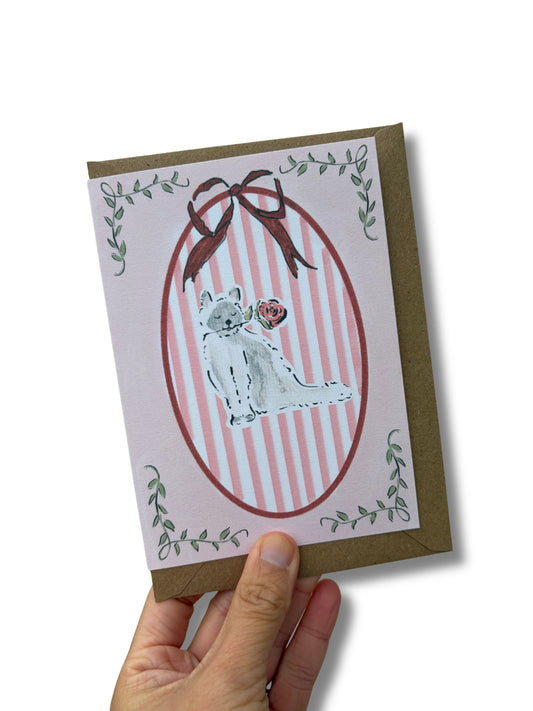 Cat with Rose Valentine's Day card | Galentine's